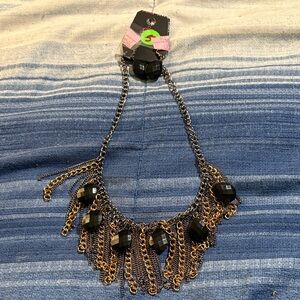 Paparazzi Black and Gold Fringe Necklace